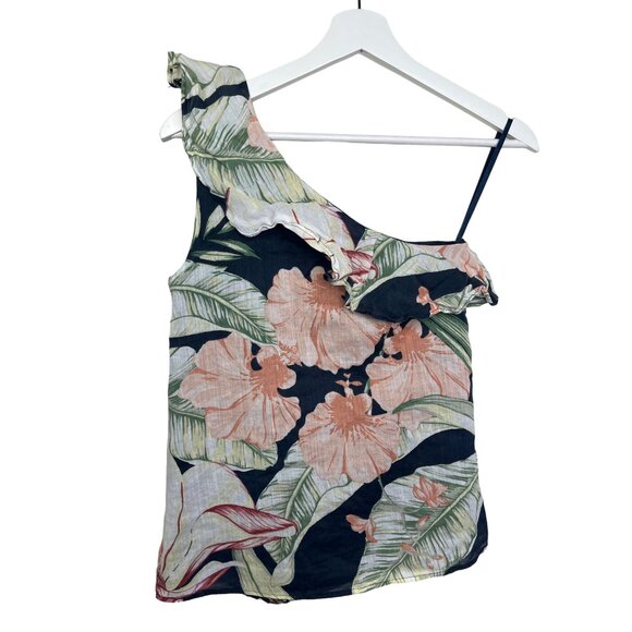 Ann Taylor Petites XXSP One Shoulder Floral Top Blouse Summer Casual - Picture 2 of 12